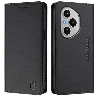 Honor 400 Pro 160.8mm Dual-Folded Magnetic Suction RFID Blocking PU Leather Wallet Phone Case with Card Slots, Cash Pocket, Kickstand, Full Protective Flip Cover
