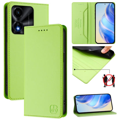 Honor X5c Plus Dual-Folded Magnetic Suction RFID Blocking PU Leather Wallet Phone Case with Card Slots, Cash Pocket, Kickstand, Full Protective Flip Cover