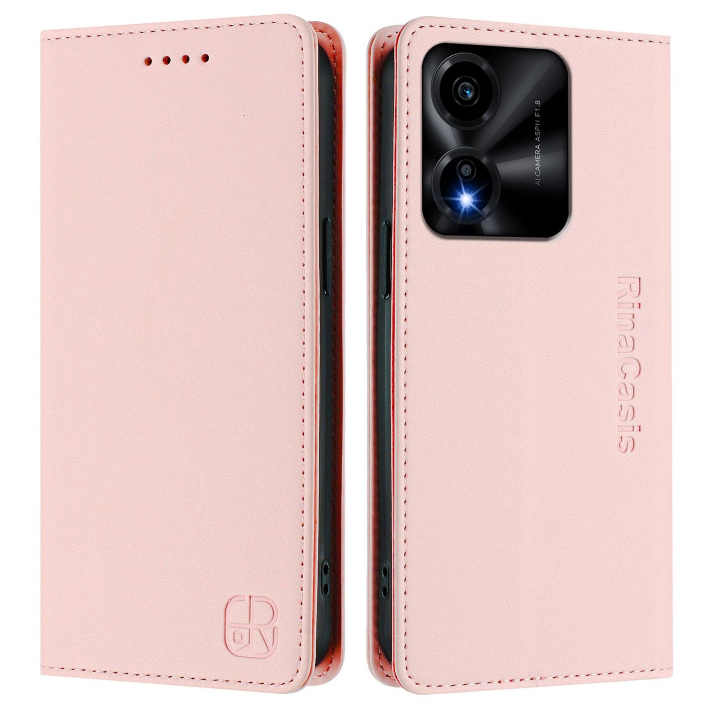 Honor X5c Plus Dual-Folded Magnetic Suction RFID Blocking PU Leather Wallet Phone Case with Card Slots, Cash Pocket, Kickstand, Full Protective Flip Cover