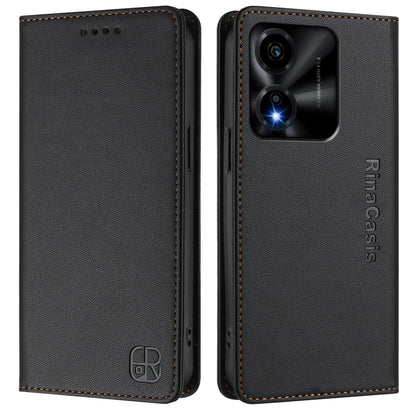 Honor X5c Plus Dual-Folded Magnetic Suction RFID Blocking PU Leather Wallet Phone Case with Card Slots, Cash Pocket, Kickstand, Full Protective Flip Cover