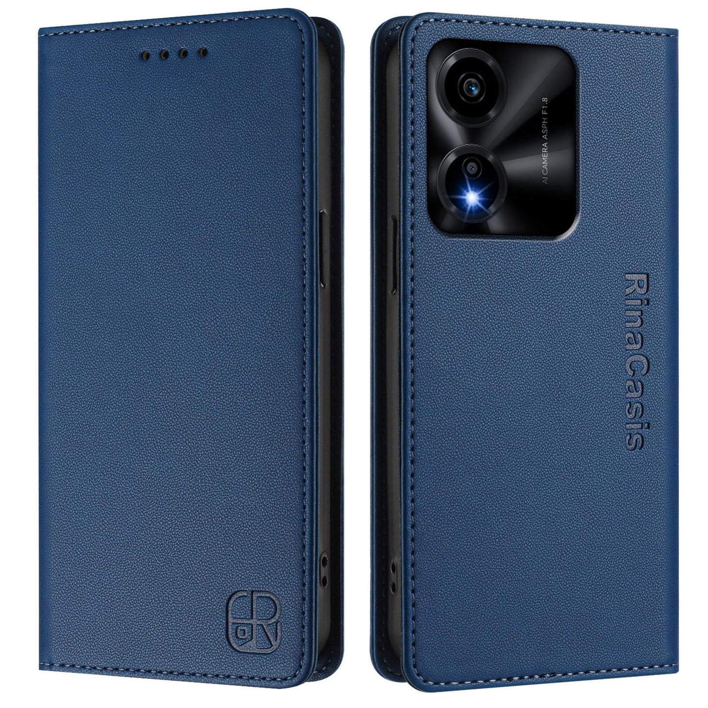 Honor X5c Plus Dual-Folded Magnetic Suction RFID Blocking PU Leather Wallet Phone Case with Card Slots, Cash Pocket, Kickstand, Full Protective Flip Cover