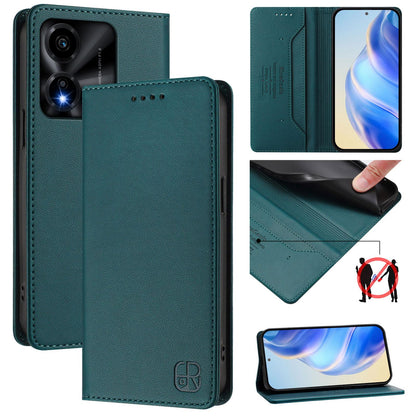 Honor X5c Plus Dual-Folded Magnetic Suction RFID Blocking PU Leather Wallet Phone Case with Card Slots, Cash Pocket, Kickstand, Full Protective Flip Cover