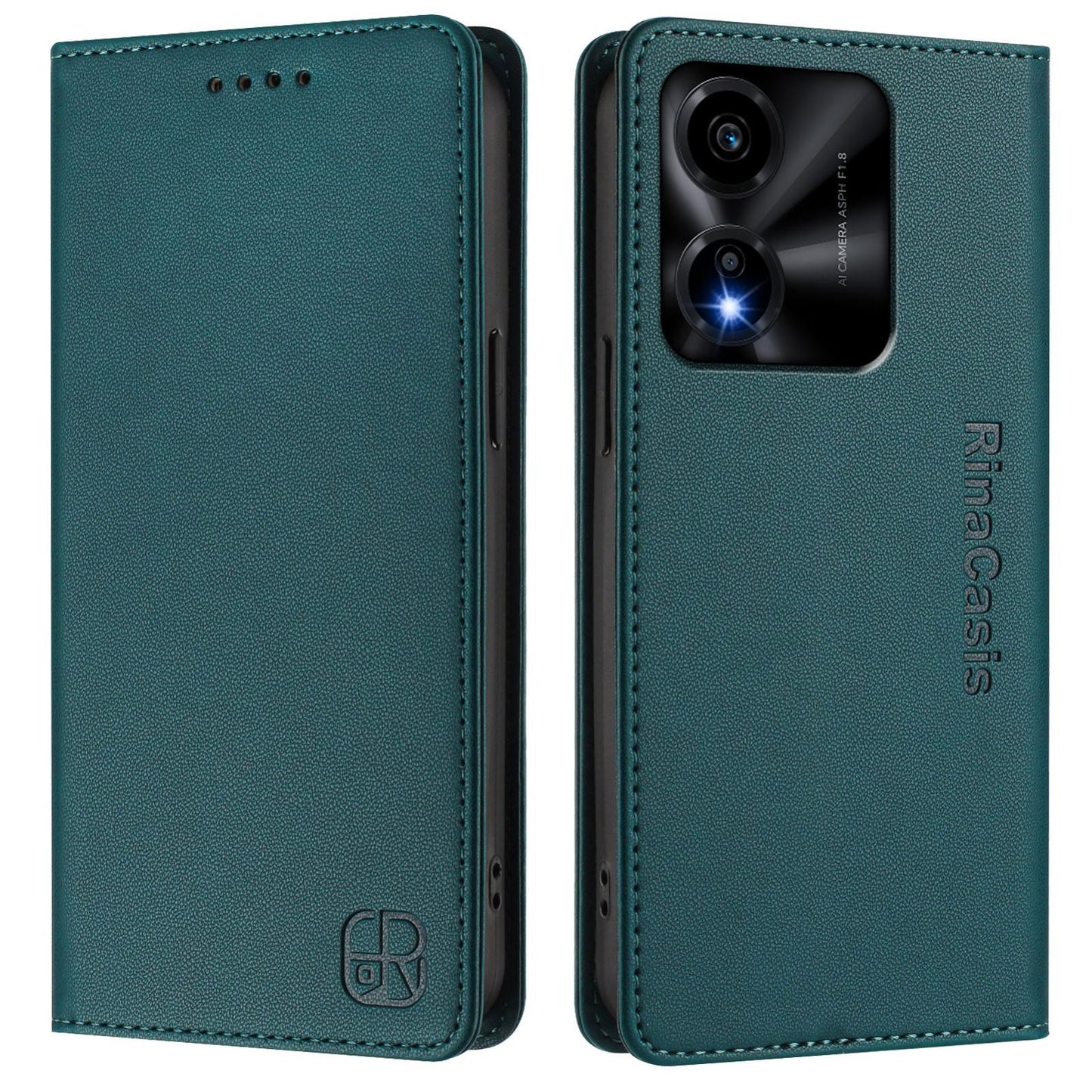 Honor X5c Plus Dual-Folded Magnetic Suction RFID Blocking PU Leather Wallet Phone Case with Card Slots, Cash Pocket, Kickstand, Full Protective Flip Cover