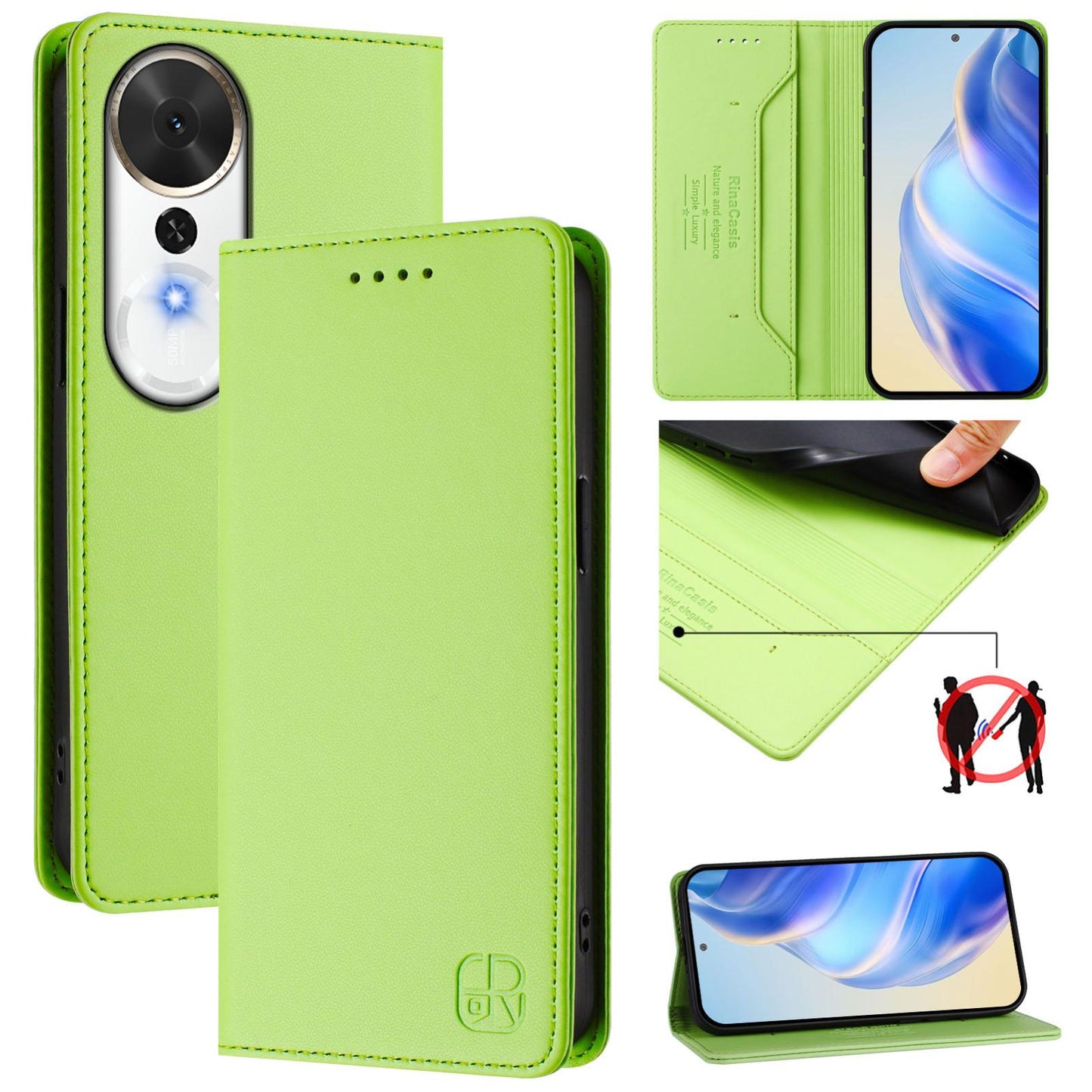Honor Play 70 Plus Dual-Folded Magnetic Suction RFID Blocking PU Leather Wallet Phone Case with Card Slots, Cash Pocket, Kickstand, Full Protective Flip Cover