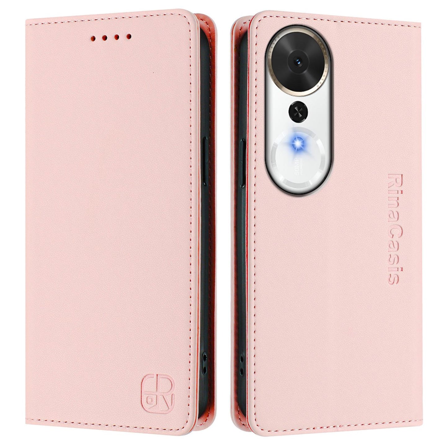 Honor Play 70 Plus Dual-Folded Magnetic Suction RFID Blocking PU Leather Wallet Phone Case with Card Slots, Cash Pocket, Kickstand, Full Protective Flip Cover