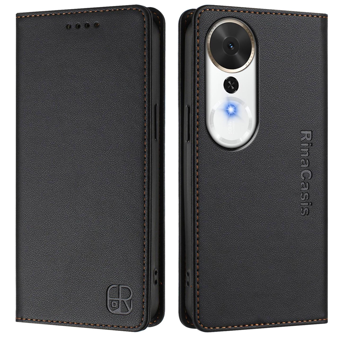 Honor Play 70 Plus Dual-Folded Magnetic Suction RFID Blocking PU Leather Wallet Phone Case with Card Slots, Cash Pocket, Kickstand, Full Protective Flip Cover