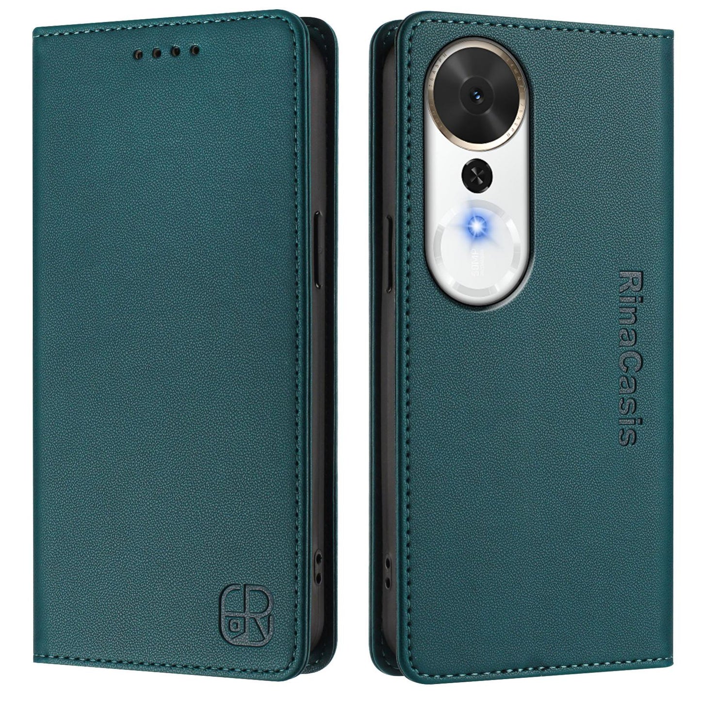 Honor Play 70 Plus Dual-Folded Magnetic Suction RFID Blocking PU Leather Wallet Phone Case with Card Slots, Cash Pocket, Kickstand, Full Protective Flip Cover