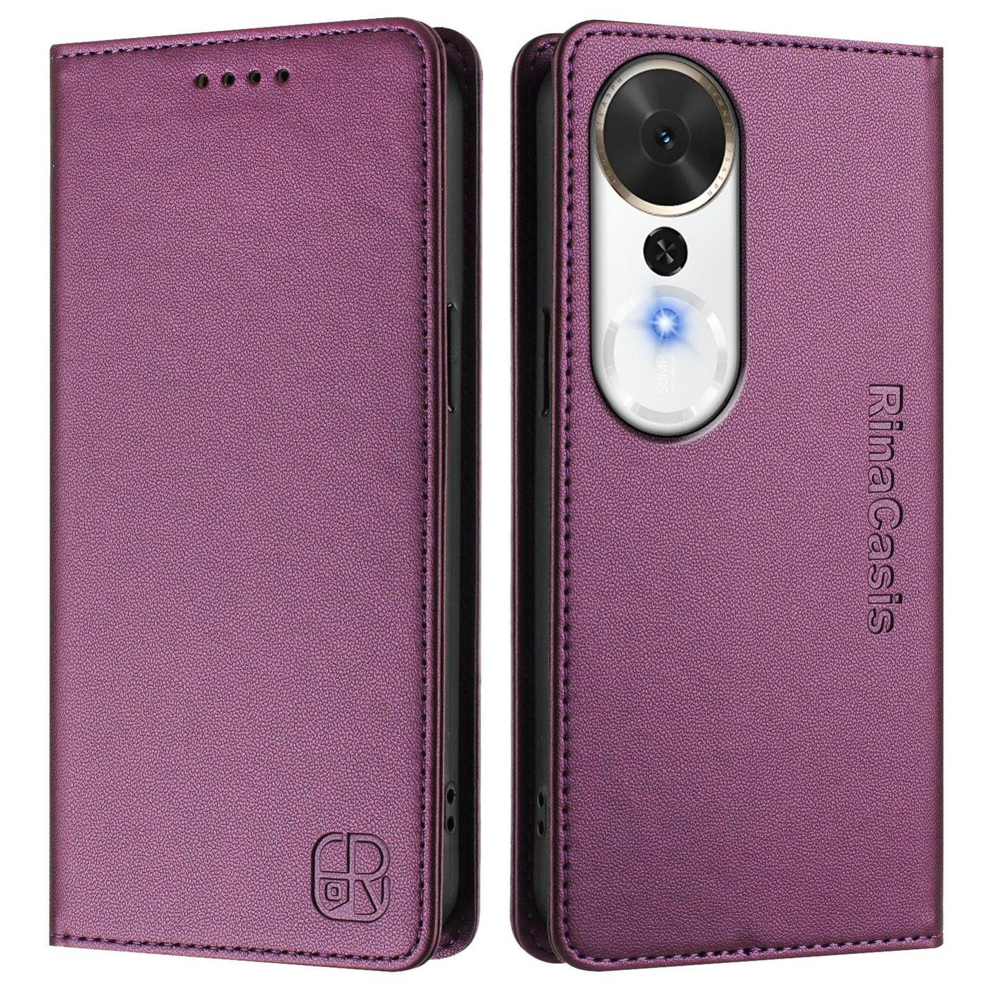 Honor Play 70 Plus Dual-Folded Magnetic Suction RFID Blocking PU Leather Wallet Phone Case with Card Slots, Cash Pocket, Kickstand, Full Protective Flip Cover
