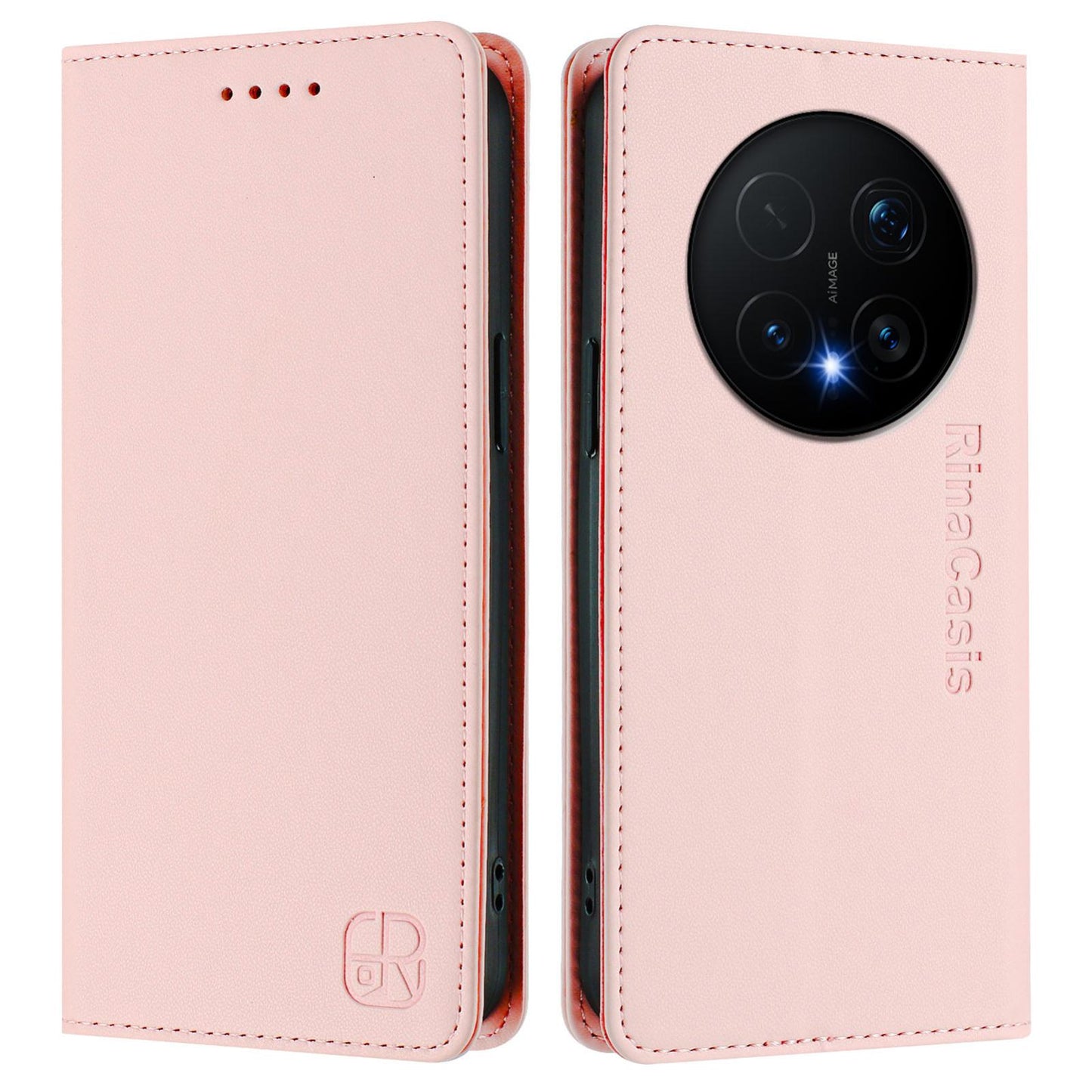 Honor Magic8 Pro Dual-Folded Magnetic Suction RFID Blocking PU Leather Wallet Phone Case with Card Slots, Cash Pocket, Kickstand, Full Protective Flip Cover