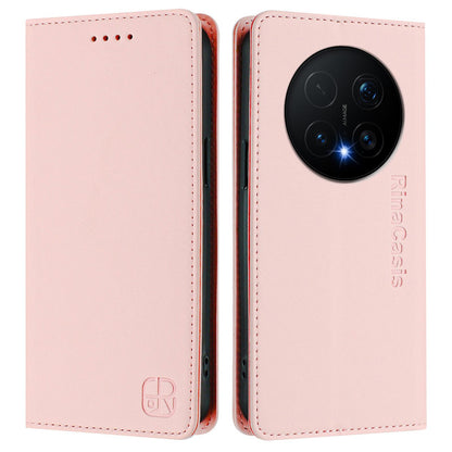 Honor Magic8 Pro Dual-Folded Magnetic Suction RFID Blocking PU Leather Wallet Phone Case with Card Slots, Cash Pocket, Kickstand, Full Protective Flip Cover