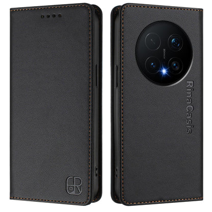 Honor Magic8 Pro Dual-Folded Magnetic Suction RFID Blocking PU Leather Wallet Phone Case with Card Slots, Cash Pocket, Kickstand, Full Protective Flip Cover