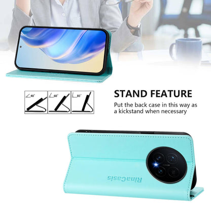 Honor Magic8 Dual-Folded Magnetic Suction RFID Blocking PU Leather Wallet Phone Case with Card Slots, Cash Pocket, Kickstand, Full Protective Flip Cover
