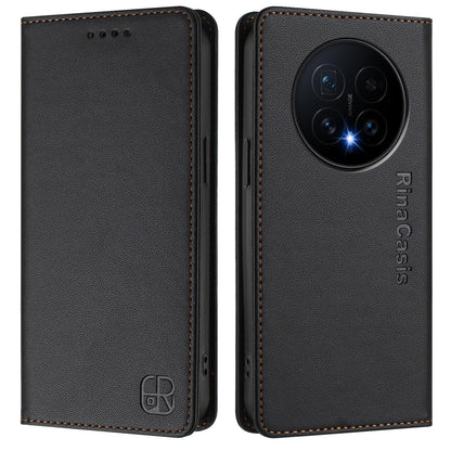 Honor Magic8 Dual-Folded Magnetic Suction RFID Blocking PU Leather Wallet Phone Case with Card Slots, Cash Pocket, Kickstand, Full Protective Flip Cover