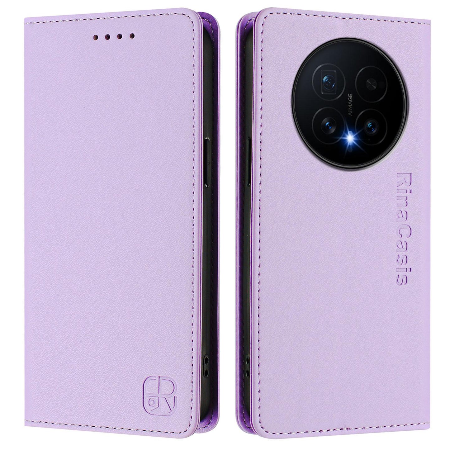 Honor Magic8 Dual-Folded Magnetic Suction RFID Blocking PU Leather Wallet Phone Case with Card Slots, Cash Pocket, Kickstand, Full Protective Flip Cover