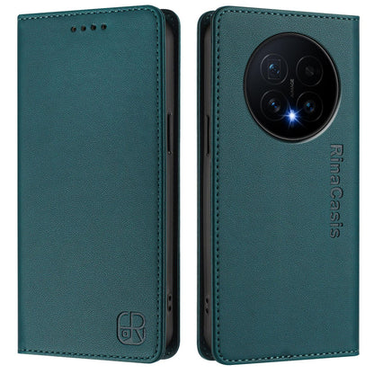Honor Magic8 Dual-Folded Magnetic Suction RFID Blocking PU Leather Wallet Phone Case with Card Slots, Cash Pocket, Kickstand, Full Protective Flip Cover