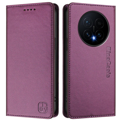 Honor Magic8 Dual-Folded Magnetic Suction RFID Blocking PU Leather Wallet Phone Case with Card Slots, Cash Pocket, Kickstand, Full Protective Flip Cover