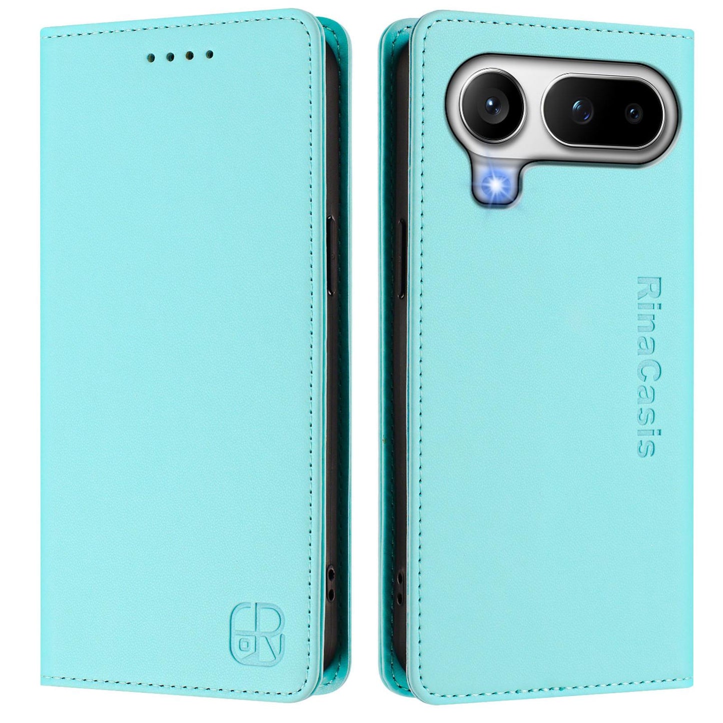 Honor Magic8 Pro Air 5G Dual-Folded Magnetic Suction RFID Blocking PU Leather Wallet Phone Case with Card Slots, Cash Pocket, Kickstand, Full Protective Flip Cover