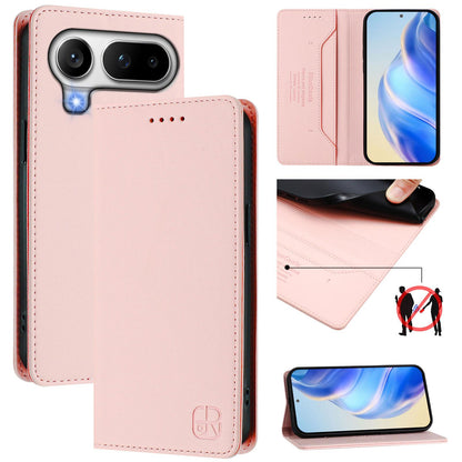 Honor Magic8 Pro Air 5G Dual-Folded Magnetic Suction RFID Blocking PU Leather Wallet Phone Case with Card Slots, Cash Pocket, Kickstand, Full Protective Flip Cover