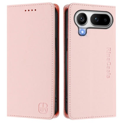 Honor Magic8 Pro Air 5G Dual-Folded Magnetic Suction RFID Blocking PU Leather Wallet Phone Case with Card Slots, Cash Pocket, Kickstand, Full Protective Flip Cover