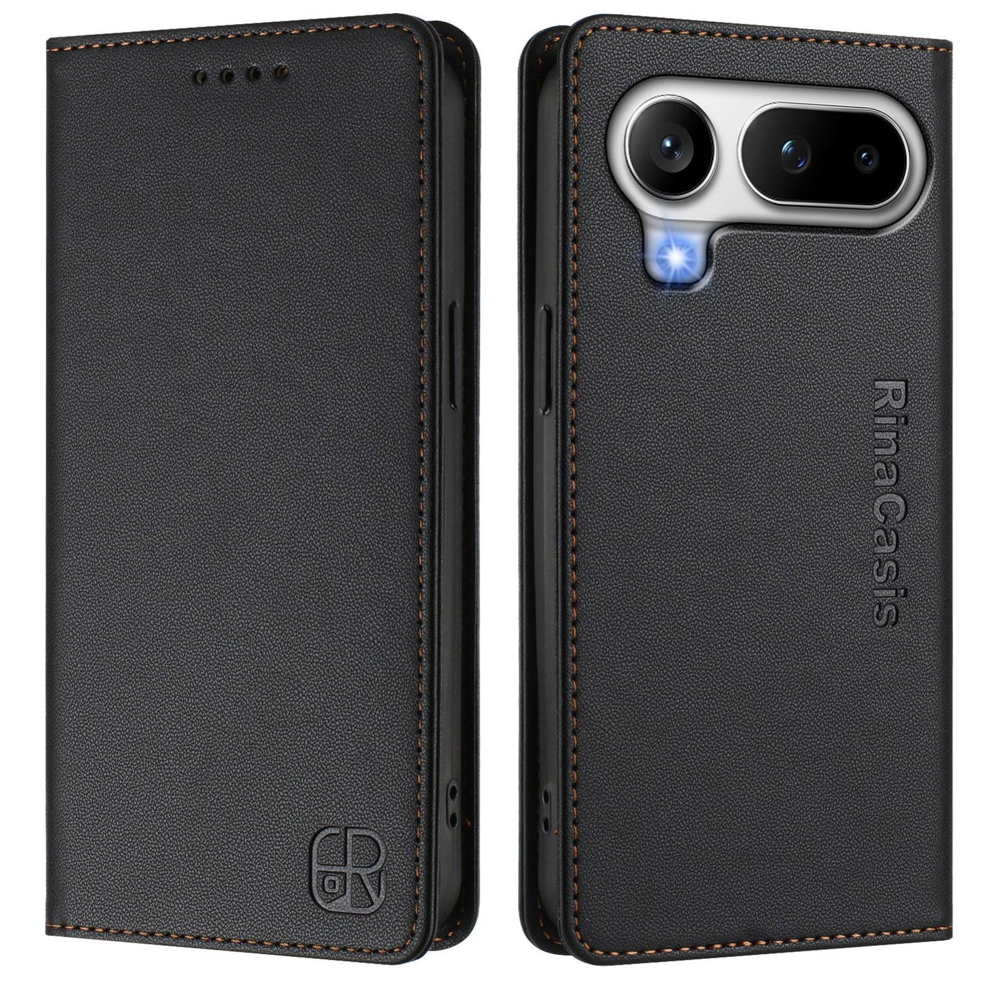 Honor Magic8 Pro Air 5G Dual-Folded Magnetic Suction RFID Blocking PU Leather Wallet Phone Case with Card Slots, Cash Pocket, Kickstand, Full Protective Flip Cover