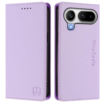 Honor Magic8 Pro Air 5G Dual-Folded Magnetic Suction RFID Blocking PU Leather Wallet Phone Case with Card Slots, Cash Pocket, Kickstand, Full Protective Flip Cover