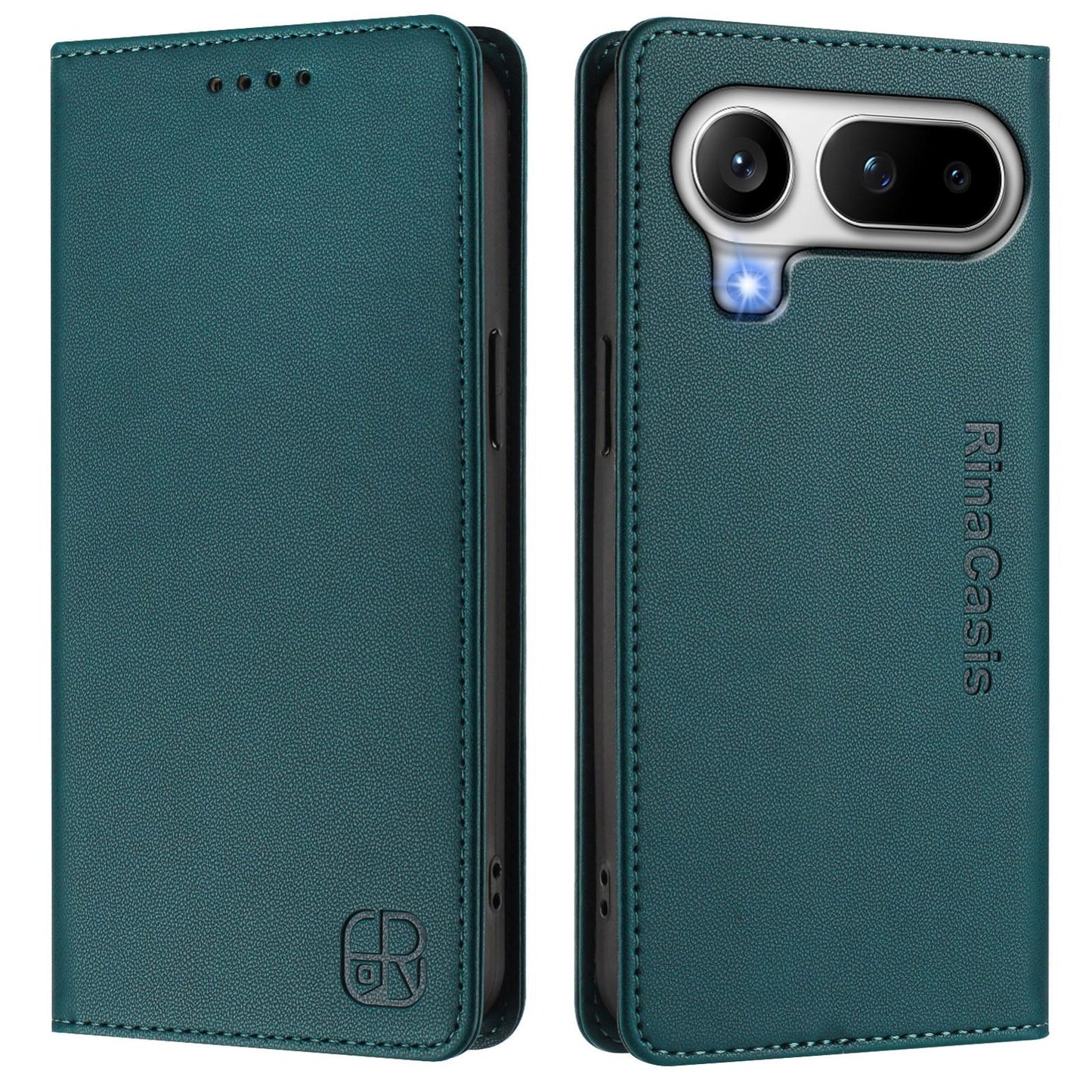 Honor Magic8 Pro Air 5G Dual-Folded Magnetic Suction RFID Blocking PU Leather Wallet Phone Case with Card Slots, Cash Pocket, Kickstand, Full Protective Flip Cover