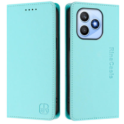 Honor X8d 4G Dual-Folded Magnetic Suction RFID Blocking PU Leather Wallet Phone Case with Card Slots, Cash Pocket, Kickstand, Full Protective Flip Cover