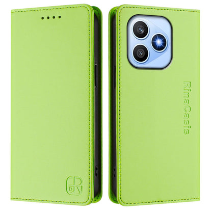 Honor X8d 4G Dual-Folded Magnetic Suction RFID Blocking PU Leather Wallet Phone Case with Card Slots, Cash Pocket, Kickstand, Full Protective Flip Cover