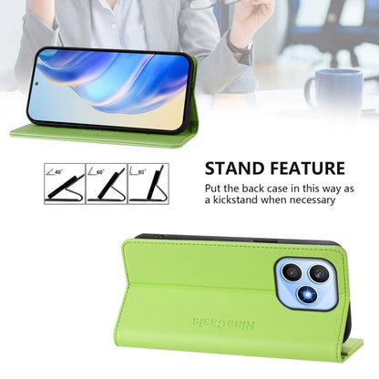 Honor X8d 4G Dual-Folded Magnetic Suction RFID Blocking PU Leather Wallet Phone Case with Card Slots, Cash Pocket, Kickstand, Full Protective Flip Cover