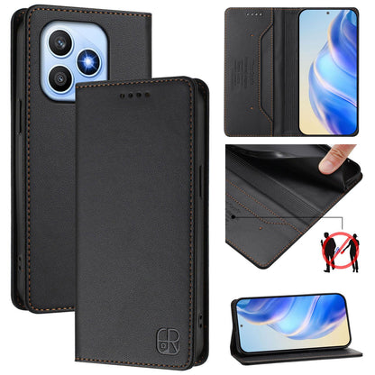 Honor X8d 4G Dual-Folded Magnetic Suction RFID Blocking PU Leather Wallet Phone Case with Card Slots, Cash Pocket, Kickstand, Full Protective Flip Cover