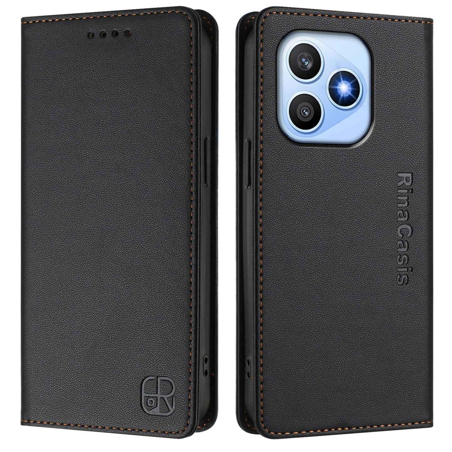 Honor X8d 4G Dual-Folded Magnetic Suction RFID Blocking PU Leather Wallet Phone Case with Card Slots, Cash Pocket, Kickstand, Full Protective Flip Cover