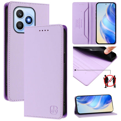 Honor X8d 4G Dual-Folded Magnetic Suction RFID Blocking PU Leather Wallet Phone Case with Card Slots, Cash Pocket, Kickstand, Full Protective Flip Cover