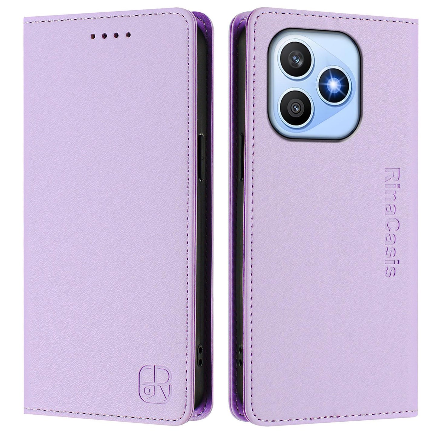 Honor X8d 4G Dual-Folded Magnetic Suction RFID Blocking PU Leather Wallet Phone Case with Card Slots, Cash Pocket, Kickstand, Full Protective Flip Cover