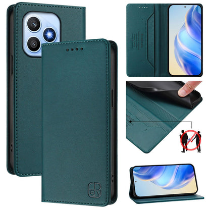 Honor X8d 4G Dual-Folded Magnetic Suction RFID Blocking PU Leather Wallet Phone Case with Card Slots, Cash Pocket, Kickstand, Full Protective Flip Cover