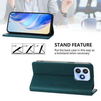 Honor X8d 4G Dual-Folded Magnetic Suction RFID Blocking PU Leather Wallet Phone Case with Card Slots, Cash Pocket, Kickstand, Full Protective Flip Cover