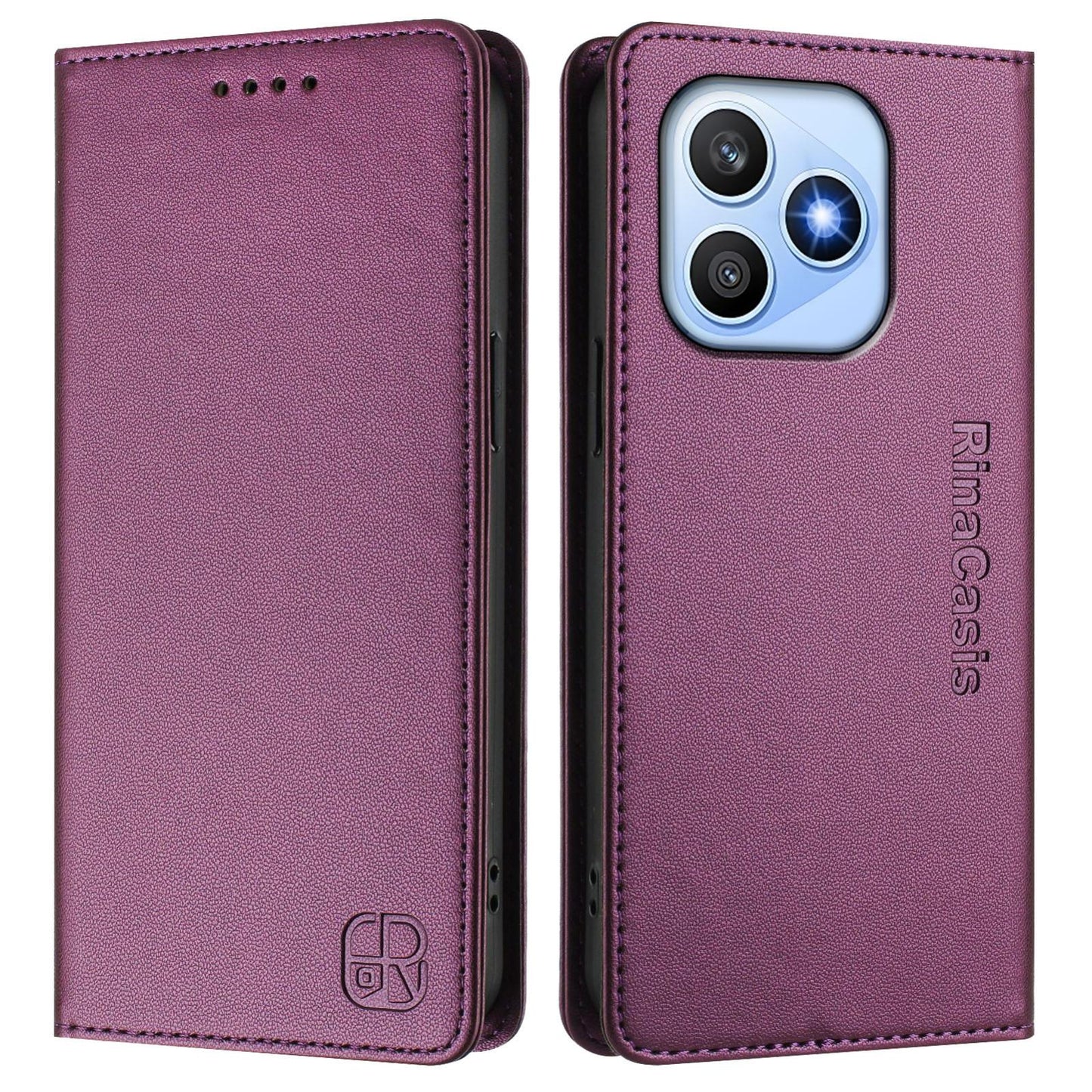 Honor X8d 4G Dual-Folded Magnetic Suction RFID Blocking PU Leather Wallet Phone Case with Card Slots, Cash Pocket, Kickstand, Full Protective Flip Cover