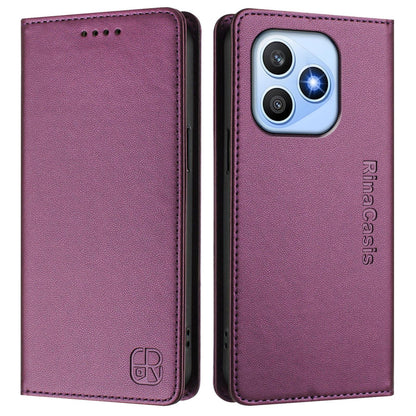Honor X8d 4G Dual-Folded Magnetic Suction RFID Blocking PU Leather Wallet Phone Case with Card Slots, Cash Pocket, Kickstand, Full Protective Flip Cover