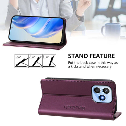 Honor X8d 4G Dual-Folded Magnetic Suction RFID Blocking PU Leather Wallet Phone Case with Card Slots, Cash Pocket, Kickstand, Full Protective Flip Cover