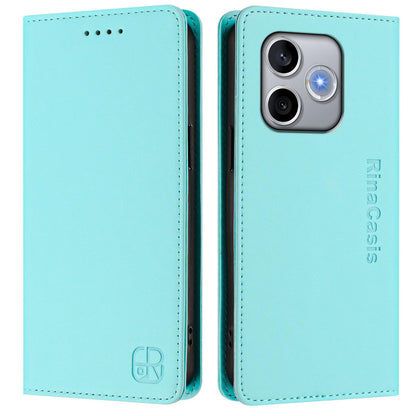 Honor 600 Lite Dual-Folded Magnetic Suction RFID Blocking PU Leather Wallet Phone Case with Card Slots, Cash Pocket, Kickstand, Full Protective Flip Cover