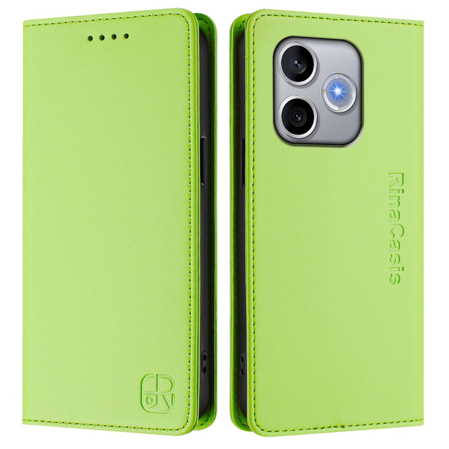 Honor 600 Lite Dual-Folded Magnetic Suction RFID Blocking PU Leather Wallet Phone Case with Card Slots, Cash Pocket, Kickstand, Full Protective Flip Cover