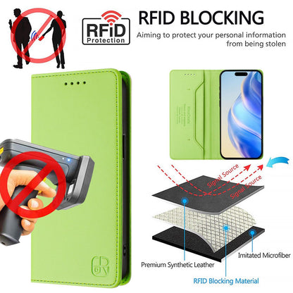 Honor 600 Lite Dual-Folded Magnetic Suction RFID Blocking PU Leather Wallet Phone Case with Card Slots, Cash Pocket, Kickstand, Full Protective Flip Cover