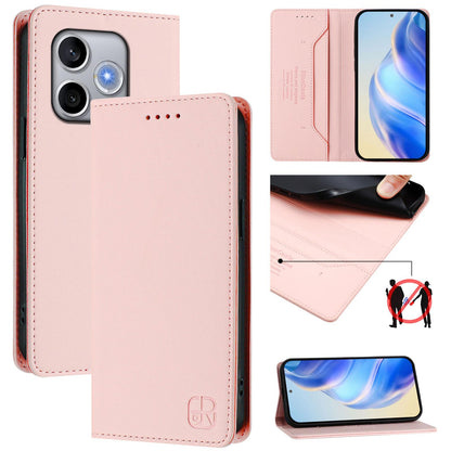 Honor 600 Lite Dual-Folded Magnetic Suction RFID Blocking PU Leather Wallet Phone Case with Card Slots, Cash Pocket, Kickstand, Full Protective Flip Cover