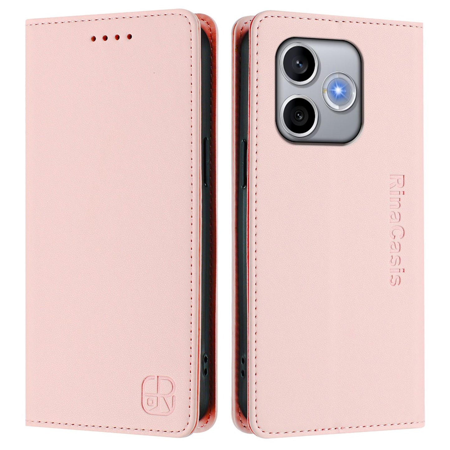 Honor 600 Lite Dual-Folded Magnetic Suction RFID Blocking PU Leather Wallet Phone Case with Card Slots, Cash Pocket, Kickstand, Full Protective Flip Cover