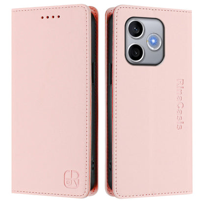 Honor 600 Lite Dual-Folded Magnetic Suction RFID Blocking PU Leather Wallet Phone Case with Card Slots, Cash Pocket, Kickstand, Full Protective Flip Cover
