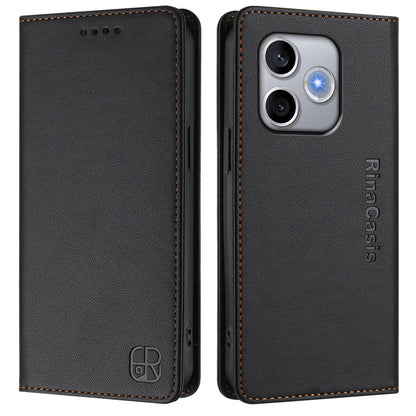Honor 600 Lite Dual-Folded Magnetic Suction RFID Blocking PU Leather Wallet Phone Case with Card Slots, Cash Pocket, Kickstand, Full Protective Flip Cover