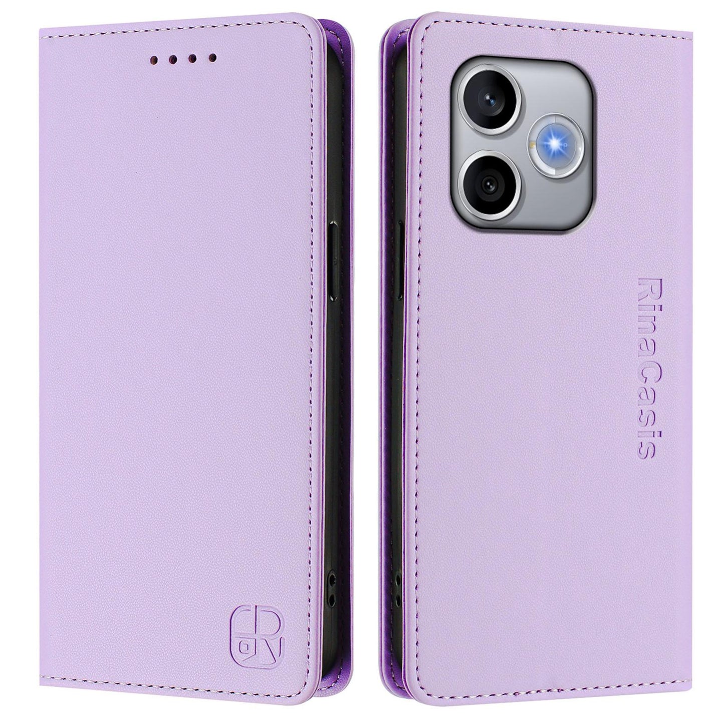 Honor 600 Lite Dual-Folded Magnetic Suction RFID Blocking PU Leather Wallet Phone Case with Card Slots, Cash Pocket, Kickstand, Full Protective Flip Cover