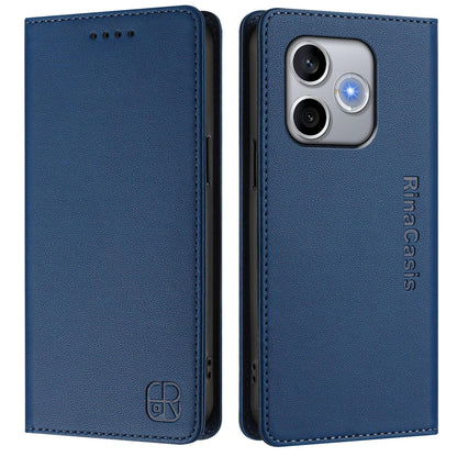 Honor 600 Lite Dual-Folded Magnetic Suction RFID Blocking PU Leather Wallet Phone Case with Card Slots, Cash Pocket, Kickstand, Full Protective Flip Cover