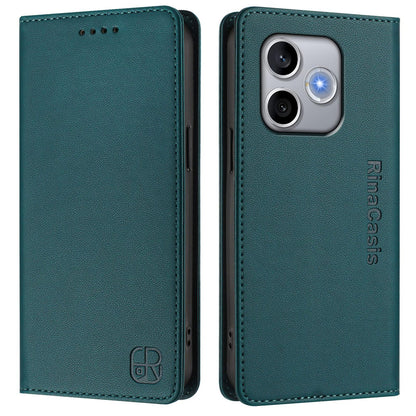 Honor 600 Lite Dual-Folded Magnetic Suction RFID Blocking PU Leather Wallet Phone Case with Card Slots, Cash Pocket, Kickstand, Full Protective Flip Cover