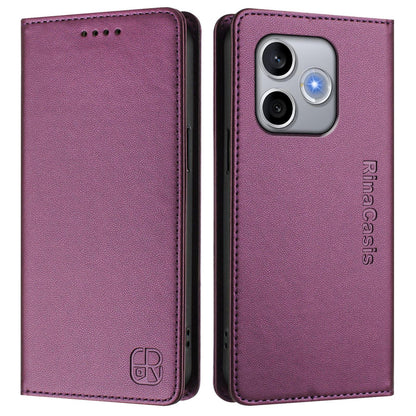 Honor 600 Lite Dual-Folded Magnetic Suction RFID Blocking PU Leather Wallet Phone Case with Card Slots, Cash Pocket, Kickstand, Full Protective Flip Cover