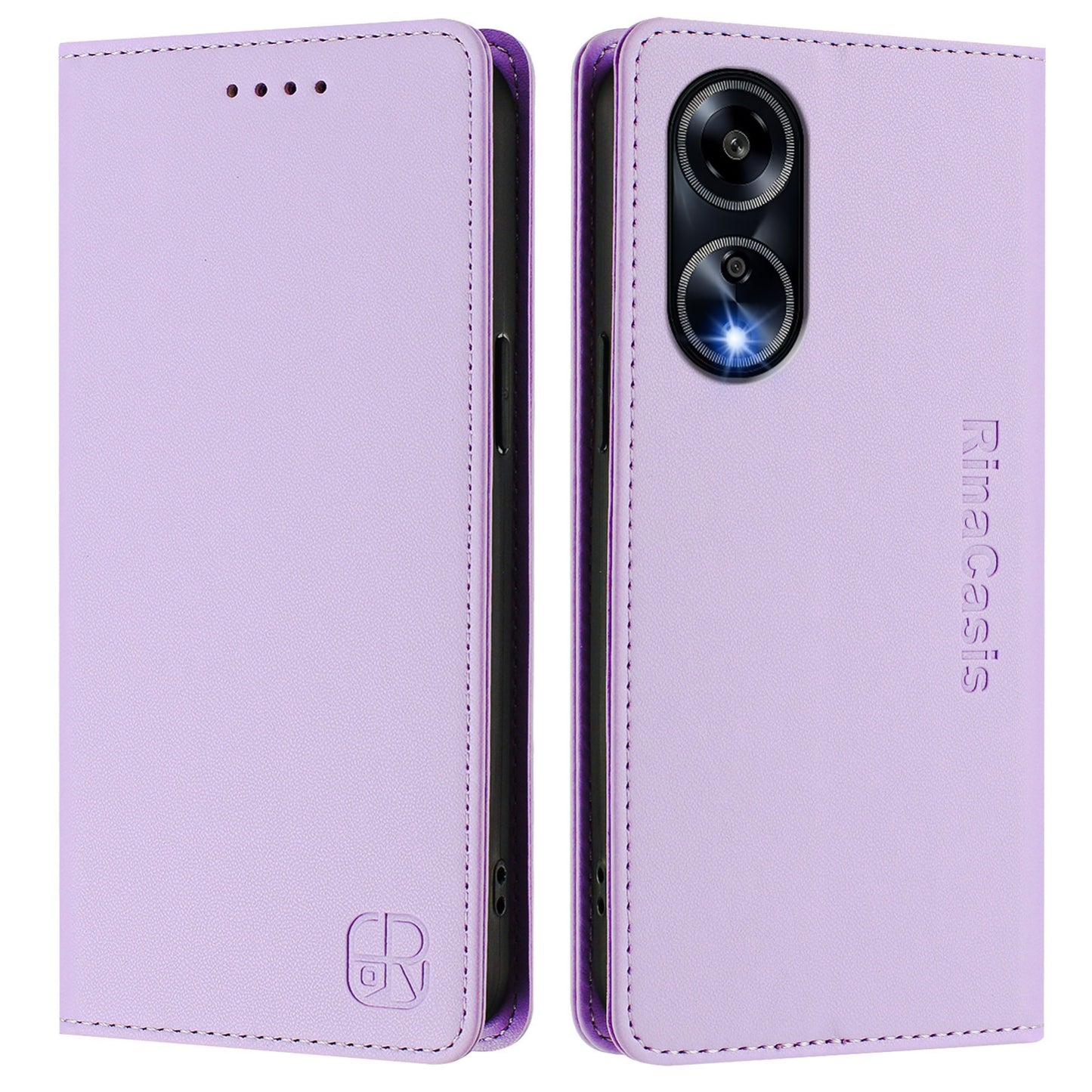 OPPO A98 5G Dual-Folded Magnetic Suction RFID Blocking PU Leather Wallet Phone Case with Card Slots, Cash Pocket, Kickstand, Full Protective Flip Cover